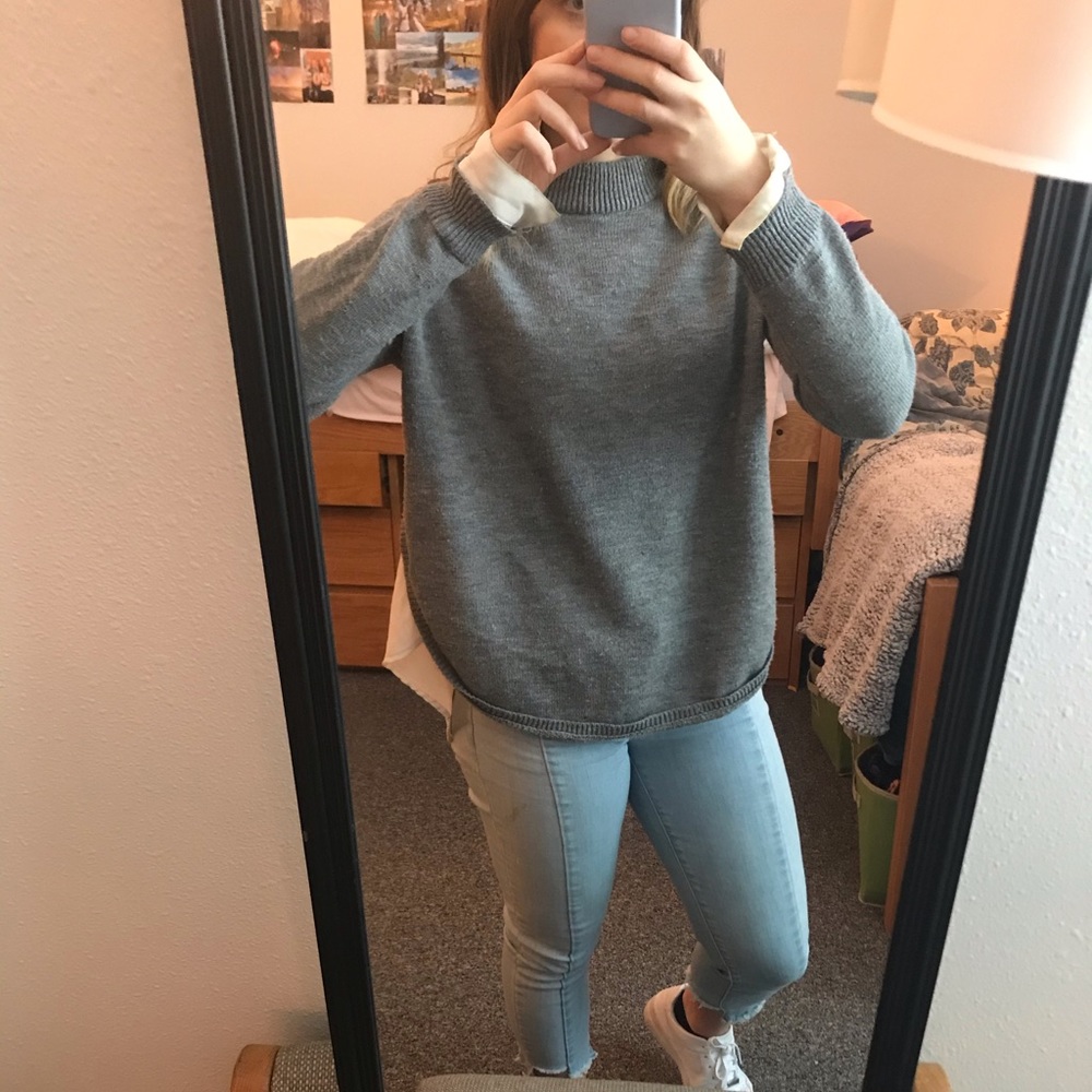 Layered gray blouse sweater